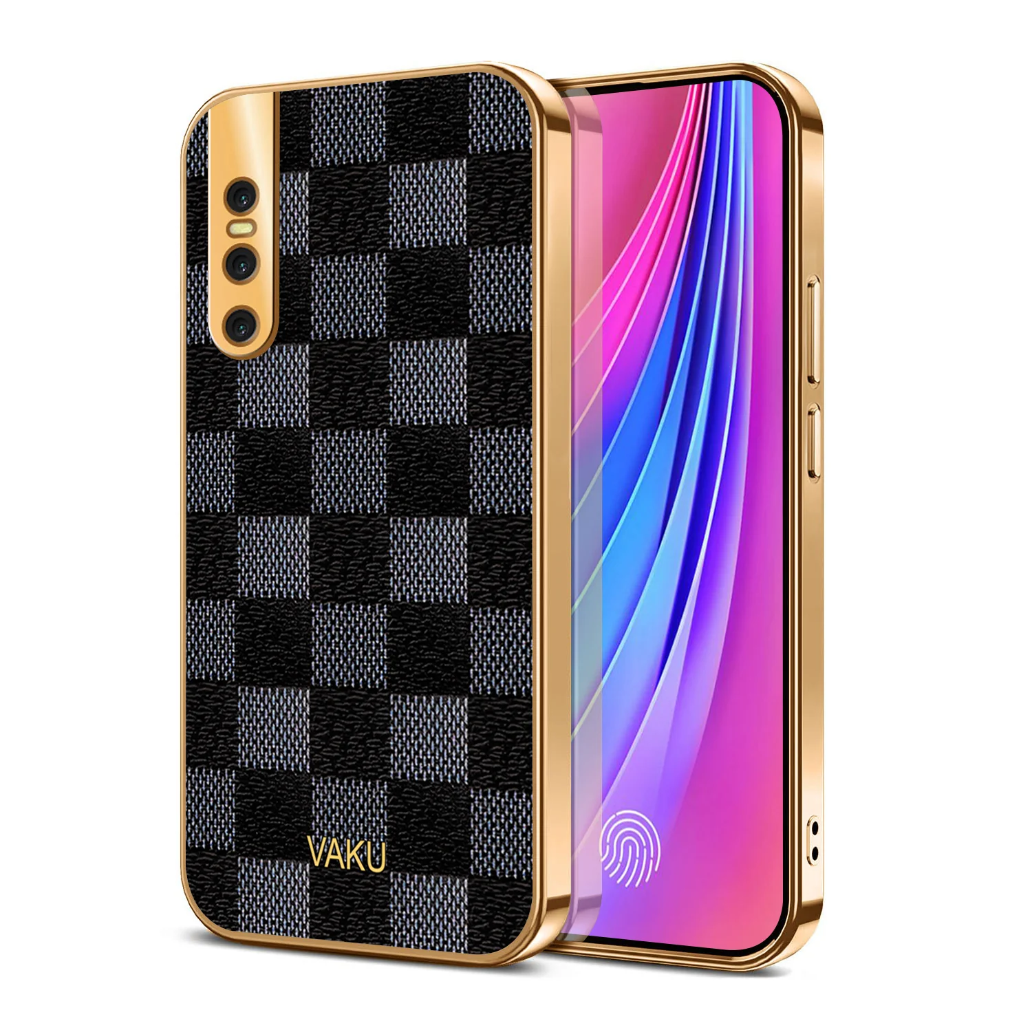 Vaku® Vivo V15 Pro Cheron Leather Electroplated Soft TPU Back Cover - Image 2