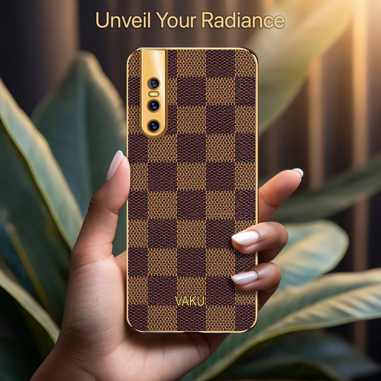 Vaku® Vivo V15 Pro Cheron Leather Electroplated Soft TPU Back Cover - Image 7