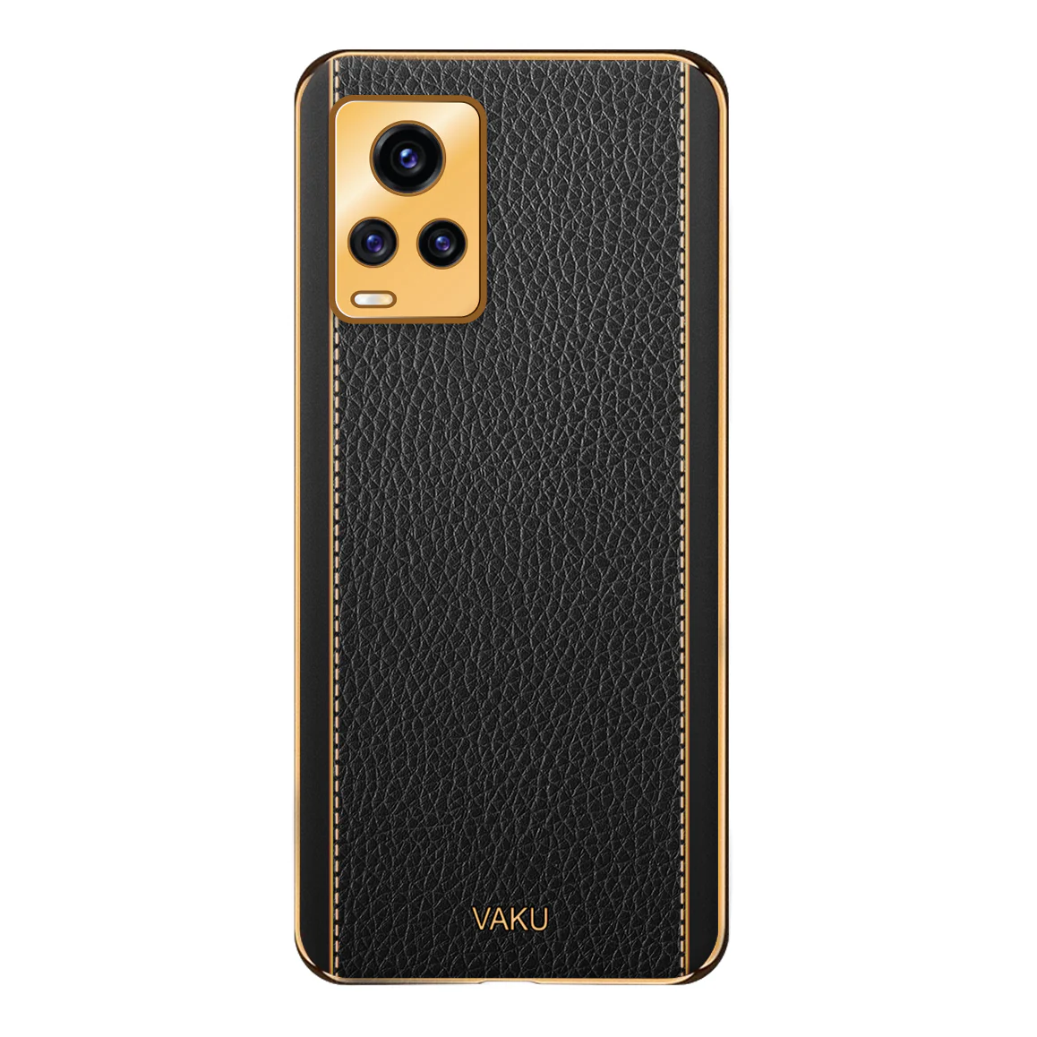 Vaku® Vivo V20 Luxemberg Series Leather Stitched Gold Electroplated Soft TPU Back Cover - Image 16
