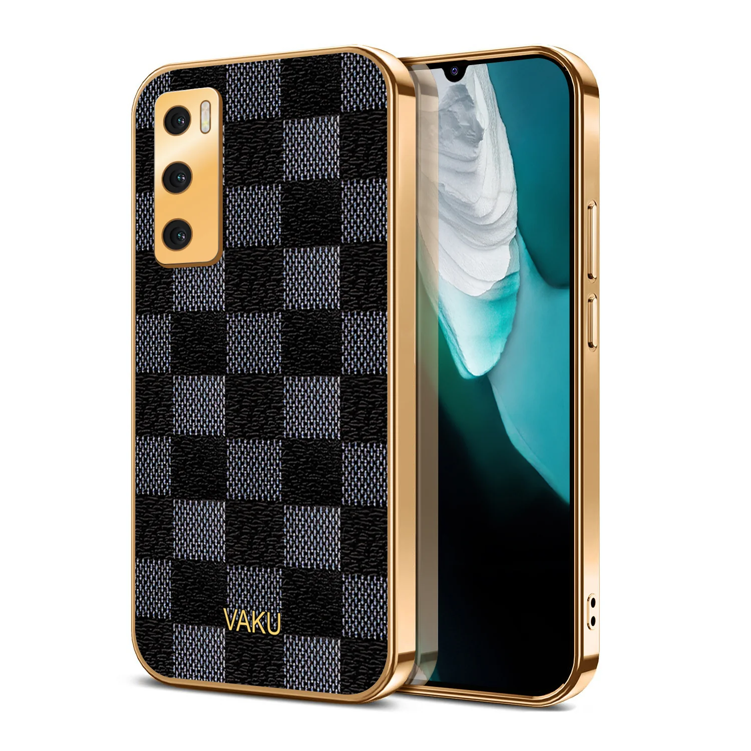 Vaku® Vivo V20 SE Cheron Leather Electroplated Soft TPU Back Cover - Image 2