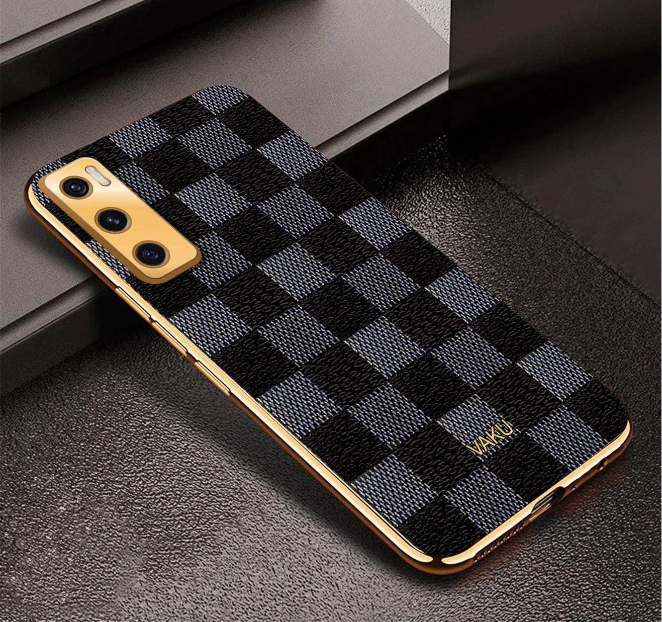 Vaku® Vivo V20 SE Cheron Leather Electroplated Soft TPU Back Cover - Image 3
