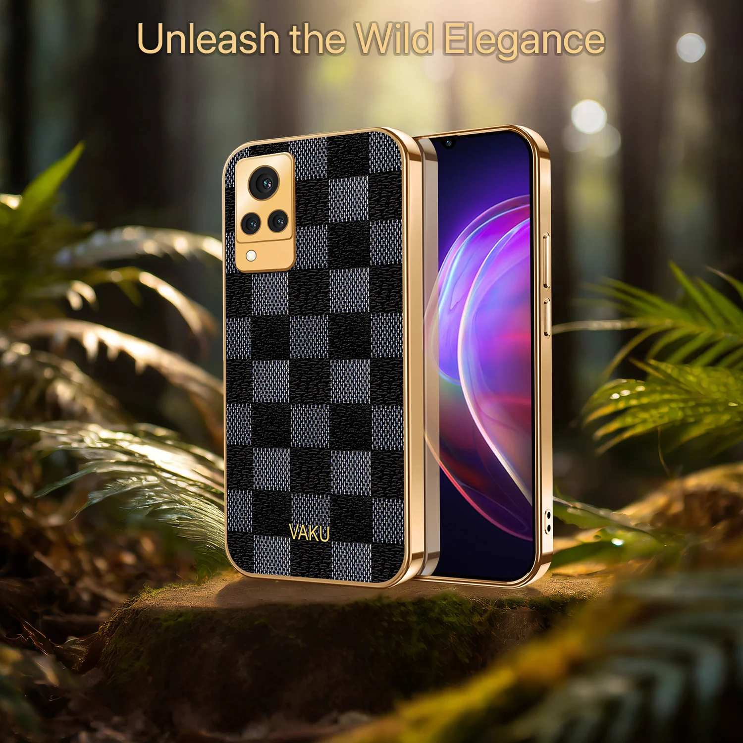 Vaku® Vivo V21 5G Cheron Leather Electroplated Soft TPU Back Cover - Image 5