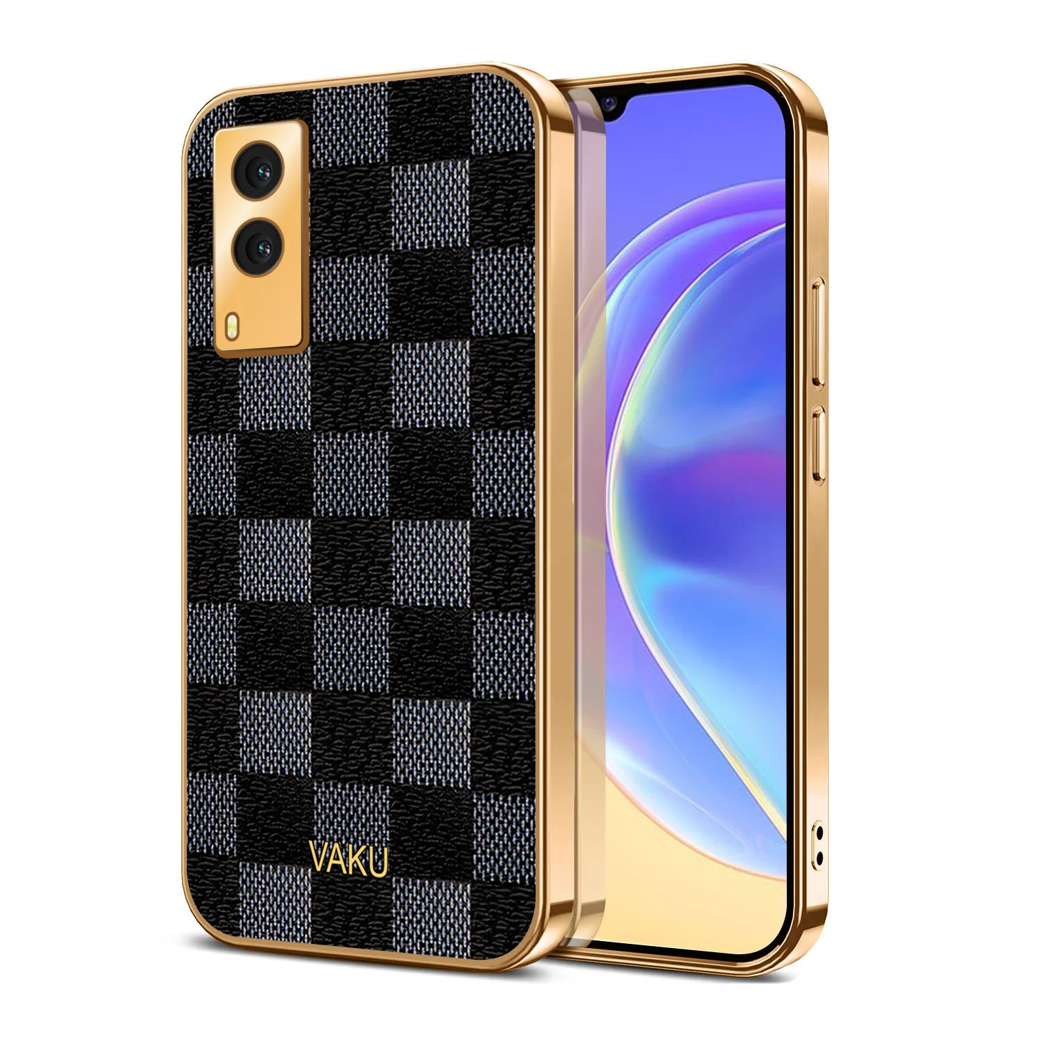 Vaku® Vivo V21e 5G Cheron Leather Electroplated Soft TPU Back Cover - Image 2