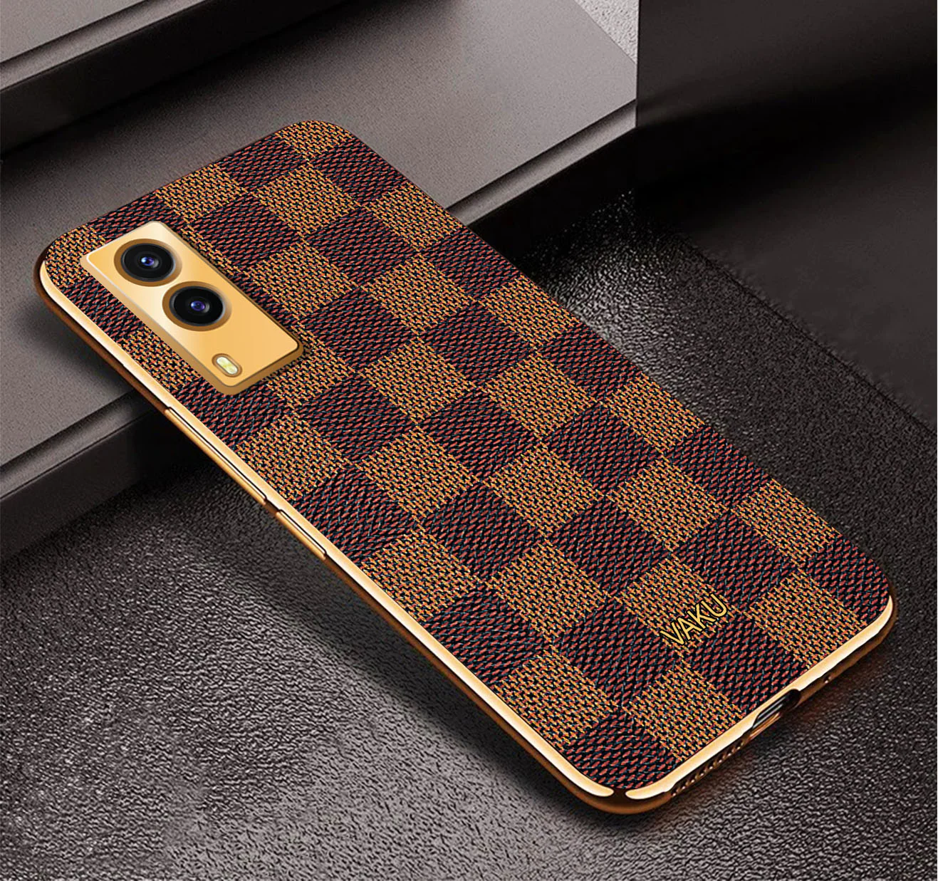 Vaku® Vivo V21e 5G Cheron Leather Electroplated Soft TPU Back Cover - Image 3
