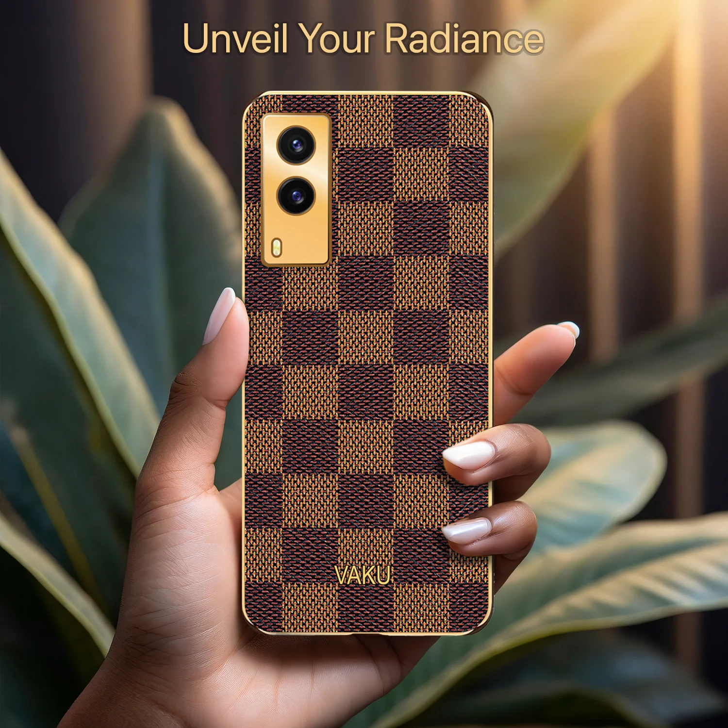 Vaku® Vivo V21e 5G Cheron Leather Electroplated Soft TPU Back Cover - Image 7