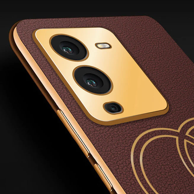 Vaku ® Vivo V25 Pro Skylar Leather Pattern Gold Electroplated Soft TPU Back Cover - Image 11