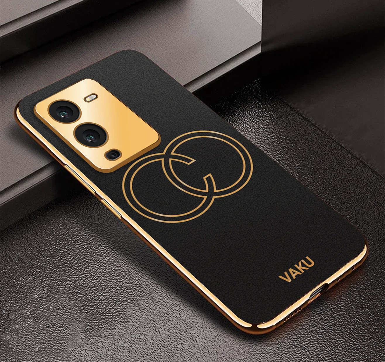 Vaku ® Vivo V25 Pro Skylar Leather Pattern Gold Electroplated Soft TPU Back Cover - Image 7