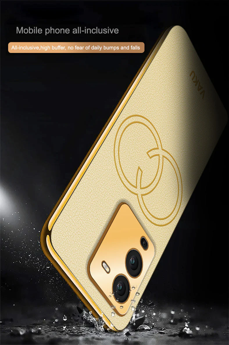 Vaku ® Vivo V25 Pro Skylar Leather Pattern Gold Electroplated Soft TPU Back Cover - Image 9