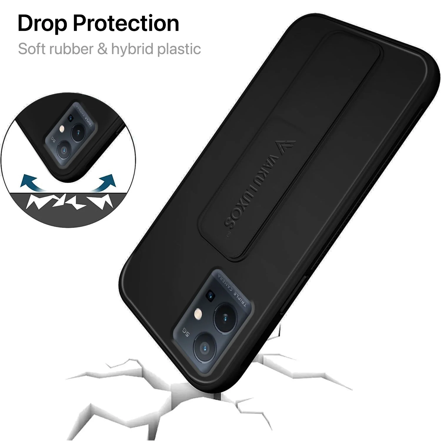 Vaku ® Vivo Y75 / T1 5G Harbor Grip Multi-Functional TPU Back Cover - Image 7