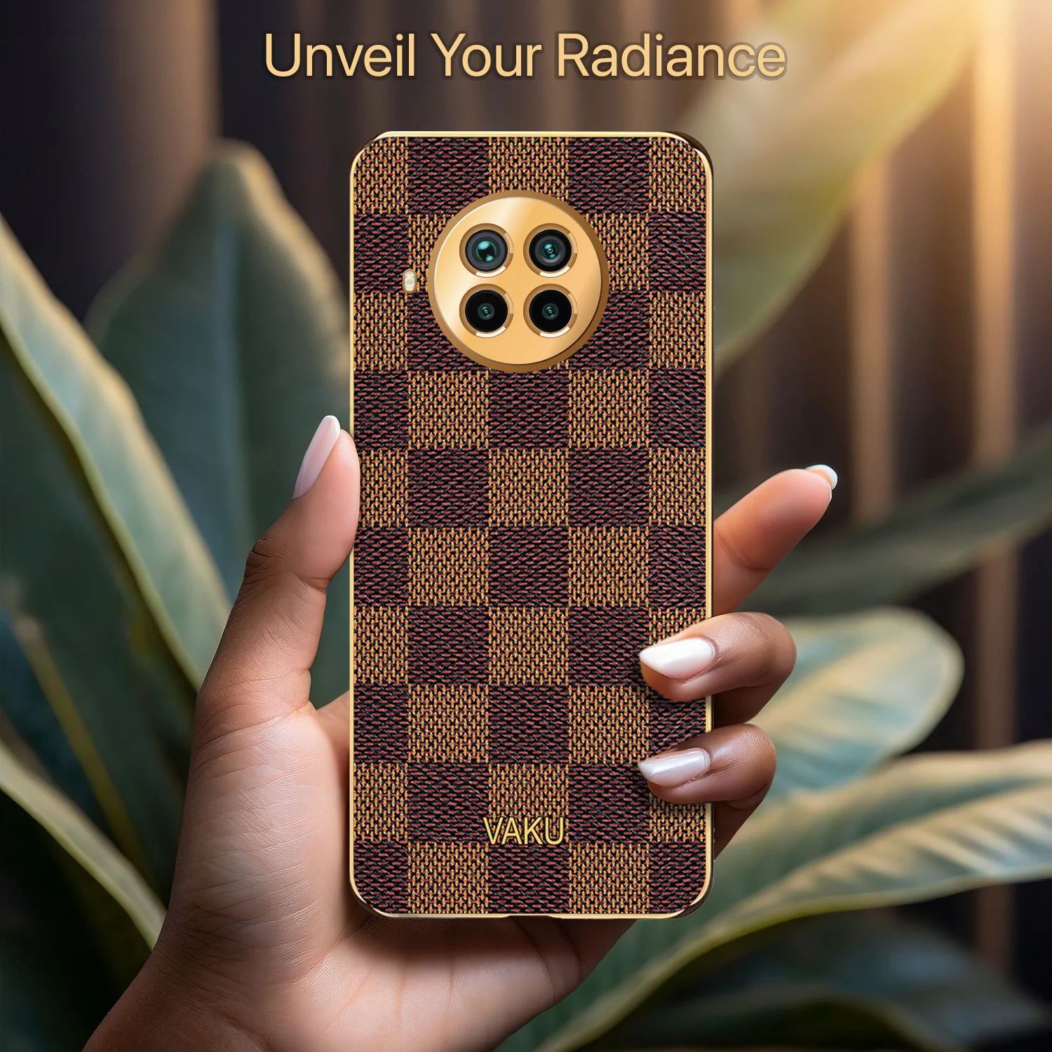 Vaku® Xiaomi Mi 10i 5G Cheron Series Leather Stitched Gold Electroplated Soft TPU Back Cover - Image 7