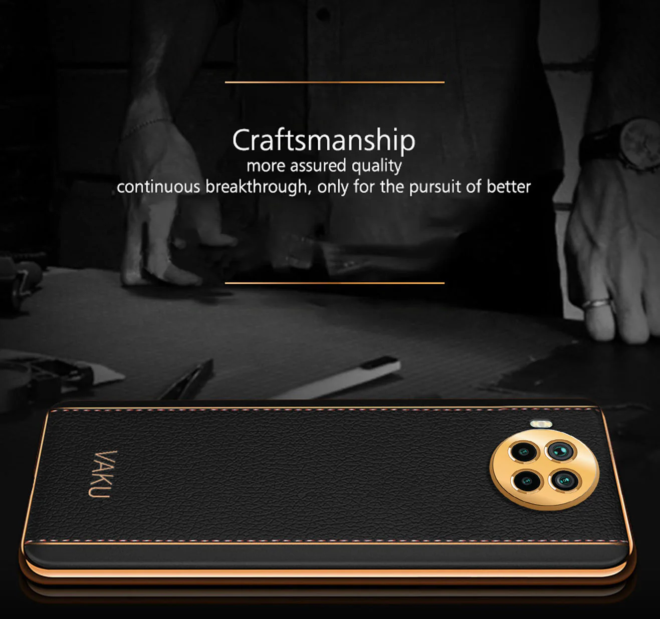 Vaku® Xiaomi Mi 10i 5G Luxemberg Series Leather Stitched Gold Electroplated Soft TPU Back Cover - Image 6