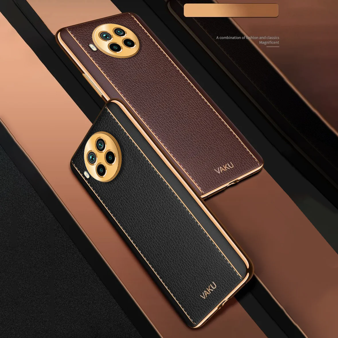 Vaku® Xiaomi Mi 10i 5G Luxemberg Series Leather Stitched Gold Electroplated Soft TPU Back Cover - Image 9